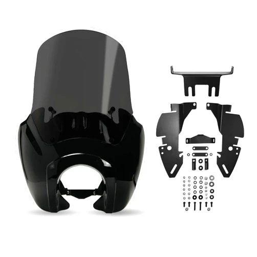 Krator Motorcycle Windshield Fairing, Wind Deflector, Motorcycle Accessories, Smoke Windscreen, Compatible with Harley Davidson Dyna, Super Glide T-Sport FXDXT, FXR & Softail FXBB/S, FLSB, FXLR/S