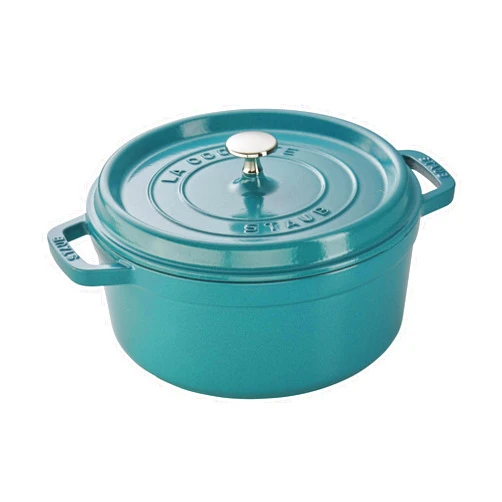 STAUB Cast Iron Round Cocotte, Dutch Oven, 4-quart, serves 3-4, Made in France, Turquoise