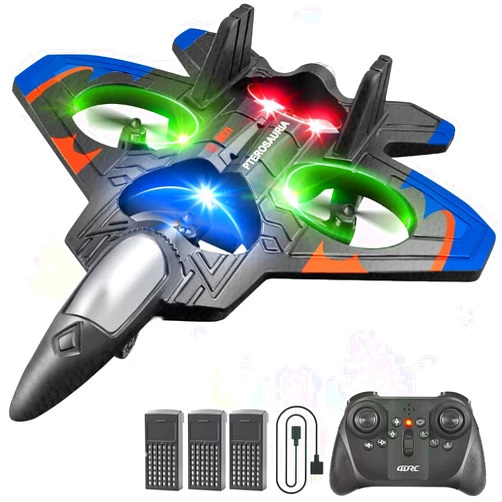 4DRC V32 Foam RC Planes with 3 Batteries, Remote Control Airplanes for Kids Adults 8-16, RC Drone Airplane Helicopter Jet with Light, 360° Flip, Stunt Roll, Airplane Toy Gifts for Kids Boys Adults