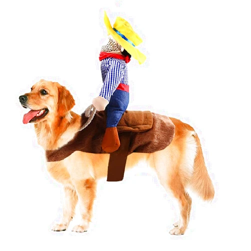 Idepet Halloween Cowboy Dog Cat Costume Clothes Novelty Funny Pets Party Cosplay Apparel Dog Riders Clothing (L(Chest:19.68