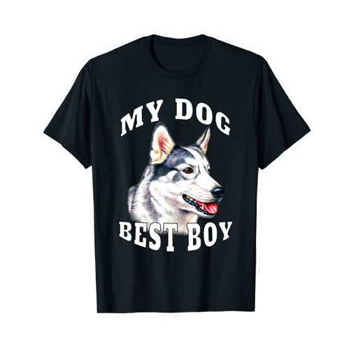 Fantastic Designs By NANDI, LLC Siberian Husky Dog Owner Design My Dog Best Boy Dog Owner T-Shirt