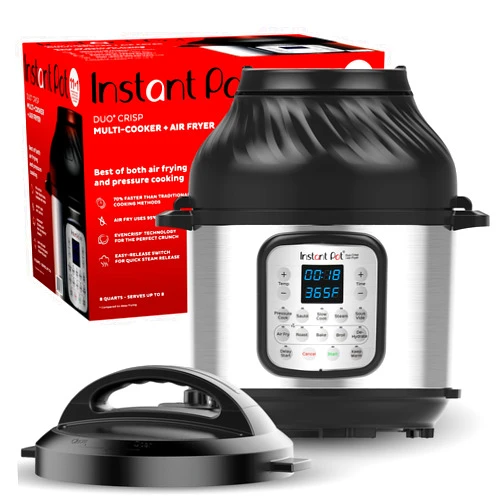 Instant Pot Duo Crisp 11-in-1 Air Fryer and Electric Pressure Cooker Combo with Multicooker Lids that Air Fries, Steams, Slow Cooks, Sautés, Dehydrates, & More, Free App With Over 800 Recipes, 6 Quart