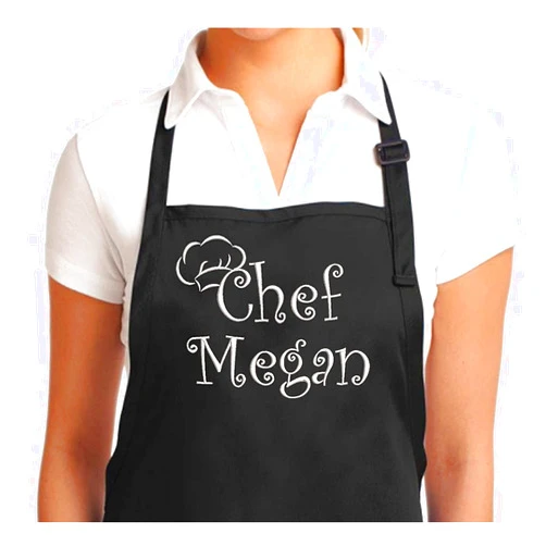 PLACE4PRINT Personalized Apron Embroidered Chef Any Name Design Add a Name, premium quality apron with embroidery, great gift personalized apron - Adjustable Kitchen Cooking Apron for Men & Women