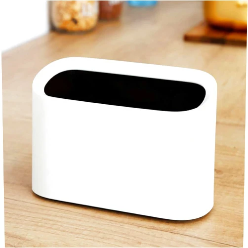 AYADA Tiny, Desk Mini Trash Can, Trash Bin, Waste Basket 1.5 L Desktop, Countertop, Makeup Tabletop Trash Can Little Cute Plastic (White)