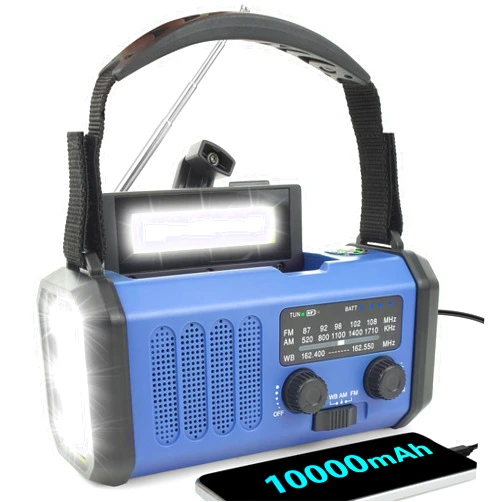 Gustermmy 10000mAh Emergency Radio Solar Hand Crank AM FM NOAA Weather Radio Portable Battery Powered Radio with Phone Charger,Camping Flashlight,LED Lamp,SOS Alarm for Home Power Outages Outdoor Survival Gear
