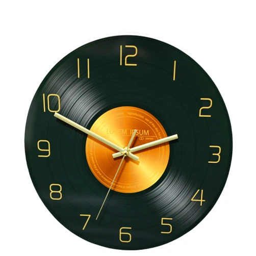 Sveudvdis Wall Clock 12 inch Glass Classic Music Record Disco Wall Clock Battery Operated Silent Non Ticking Clocks for Living Room Decor (Size A)