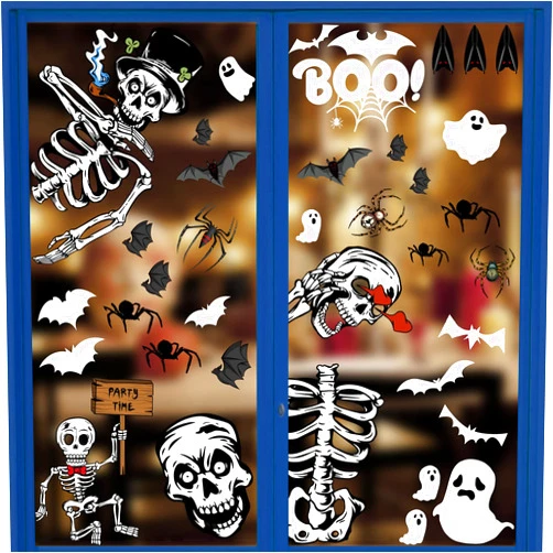 YUHENGLE Halloween Window Clings Halloween Window Stickers 3D Skeleton Window Cling Scary Halloween Window Decorations Skeleton Halloween Window Clings for Windows Glass Walls