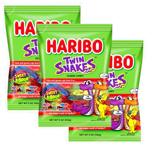 The Hampton Candy Company Twin Snakes, 5oz Gummy Bag (3 Pack)