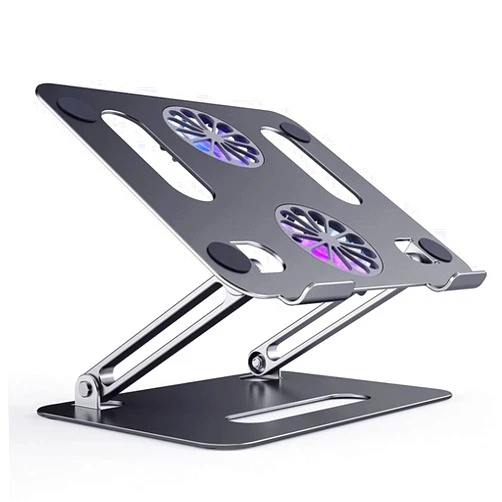EEDSDLTQ Foldable Laptop Tablet Stand with Cooling Fan Heat Dissipation Aluminum for Desktop Stand Notebook Holder Cooler (Color : P11 Gray)