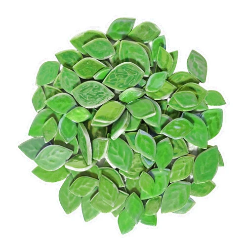 BTMIEY 1.1LB Random Iridescent Leaves Ceramics Mosaic Tiles, Making Creative 3 Size Ceramic Mosaic Pieces for DIY Craft,Flowerpots, Vases, Cups, Garden Decor Mosaic Making Supplies (Green)