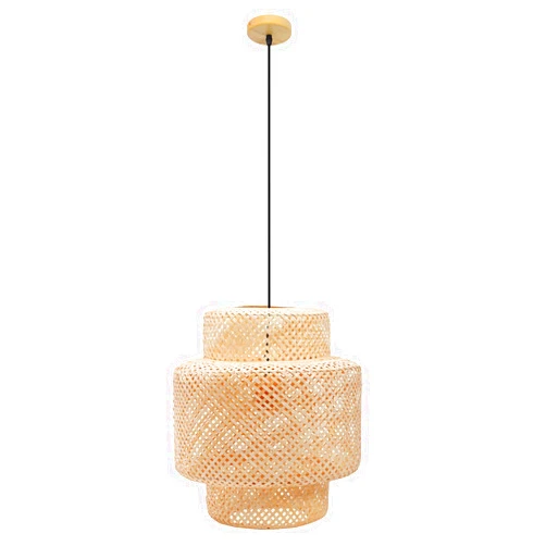 QUOAOT Frontsea Rattan Pendant Lighting for Kitchen | Bamboo Lampshade Handmade Weave Lighting | Wooden Boho Decor | Modern Hanging Ceiling Light Fixture (16inch)
