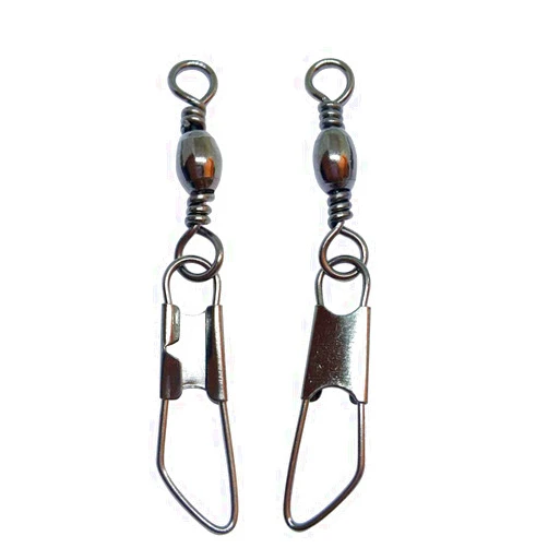 Unclesportinfof Unclesport 100Pcs Fishing Barrel Swivel with Safety Snap Saltwater Freshwater Ice Fishing Gear Bass Fishing Line Swivel 8LB-88LB