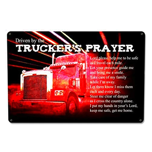 Kexle Metal Tin Signs Wall Decor Truckers Prayer Indoor Bar Poster Coffee Pub Home Shop Beer Man Cave 12 x 8 Inch