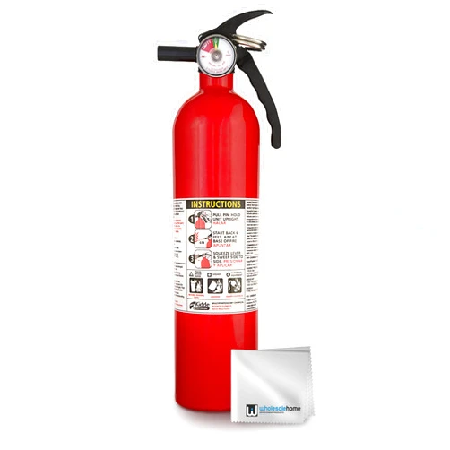 Kidde FA110 Multipurpose Fire Extinguishers 1 Pack - Red, (Rating 1-A:10-B:C) Includes Wholesalehome Cleaning Cloth