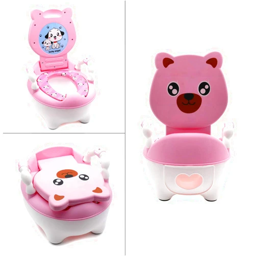 XKH- Pink Bear Baby Kids Portable Potty Training Seat Toddler Lovely Toilet Seat Stool Chair [P/N: ET-BABY003-PINK] Bear Seat Pink