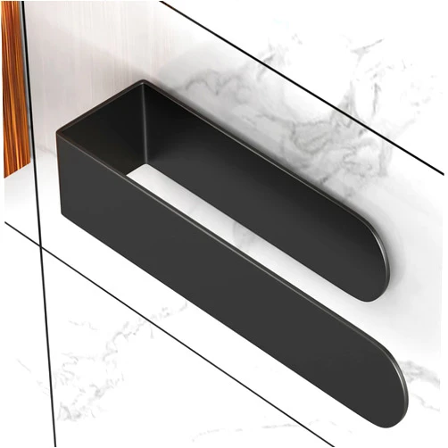 HUFEEOH Hand Towel Holder, Black Hand Towel Bar, Stainless Steel Self Adhesive Bathroom Towel Bar Stick on Wall