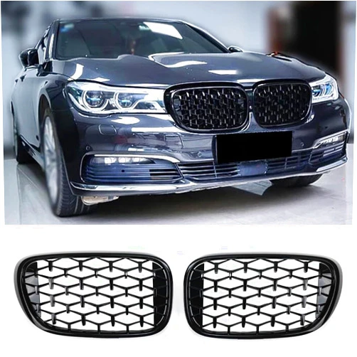 TMAPCCTUNING Front Bumper Kidney Grill Diamond All Black Racing Grille for BMW BMW 7 series G11 G12 730I 740I 750I M760Li xDrive 2016-2019