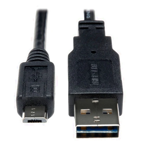Tripp Lite Universal Reversible USB 2.0 Hi-Speed Cable (Reversible A to 5Pin Micro B M/M) 6-ft.(UR050-006),Black