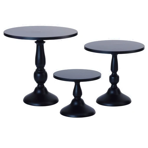 QENUIITEA Set of 3 Black Cake Stands, QENUIITEA Metal Round Cake Holder Dessert Pie Pizza Display Stand 8