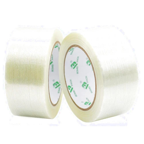 BOMEI PACK Mono Filament Strapping Tape, 2 Roll 2 Inch x 35 Yards 5.5 Mil, Heavy Duty Transparent Reinforced Fiberglass Tape
