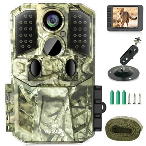 WOSODA 36MP 1920P Trail Camera, Game Camera with Night Vision Motion Activated 0.2s Trigger Time 120° Wide Sensor Deer Cam Waterproof with 2'' LCD for Outdoor Wildlife Monitoring