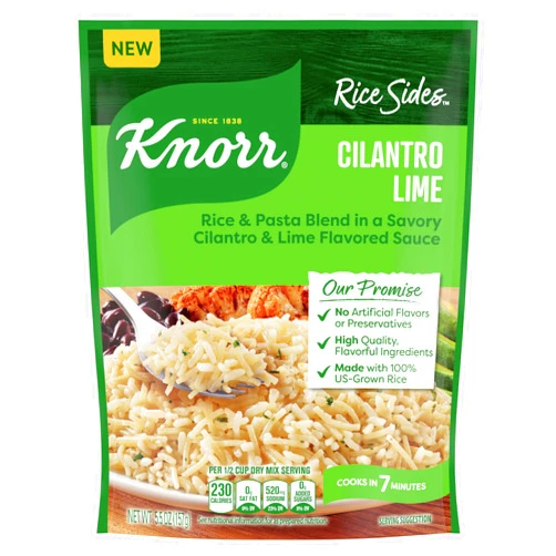 Knorr Rice Sides Cilantro Lime Rice for a Delicious + Quick Side Dish, with 100% U.S. Grown Rice + No Artificial Flavors or Preservatives, 5.5 oz