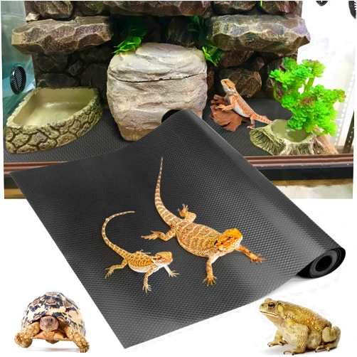 Vodolo Bearded Dragon Tank Accessories, Reptile Terrarium Carpet Substrate for Leopard Gecko, Lizard, Iguana, Snake, Tortoise, Non-Adhesive Reptile Habitat Bedding(Black 79inch)