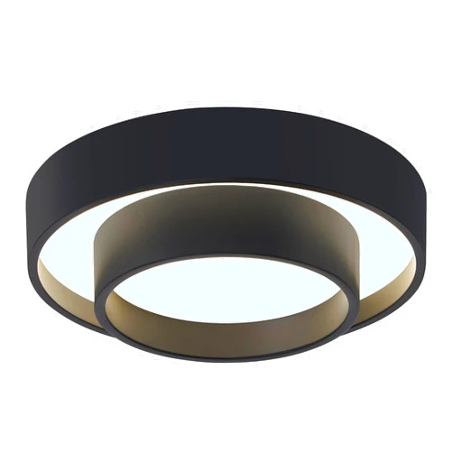 Peblto Modern Mid Century Black Ceiling Light, LED Flush Mount Ceiling Light, 2 Rings Round Light Fixture, Minimalistic Light Fixture for Hallway, Kitchen, Laundry Room, Bathroom (11.8 in) 4000 K