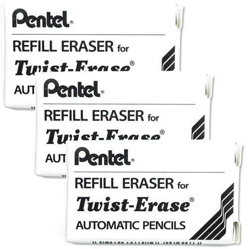 Pentel Eraser Refills, E10, 3/Tube, Sold as Pack of 3