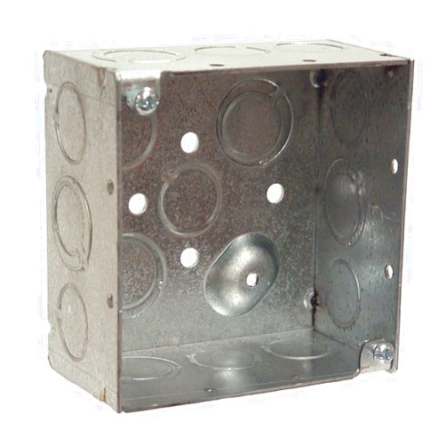 Hubbell Raco Hubbell-Raco 8232 2-1/8-Inch Deep, 1/2-Inch and 3/4-Inch Side Knockouts, Welded (Pack of Two - 4-Inch Square Box)