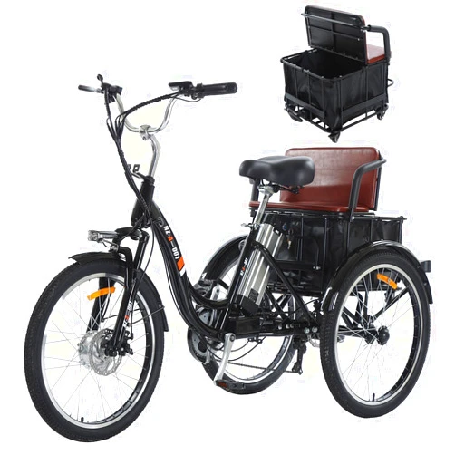 HOLAA Electric Tricycle 24 inch Three Wheeled Bicycles Cruise, Electric Tricycle