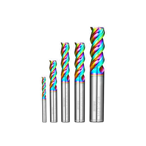 WEXWE Tools DLC Carbide Square End Mill, Diamond-Like Coating, End Mill for Aluminum, High Silicon Aluminum, Composite Materials,3 Flute,Flat Machining Set (1/8