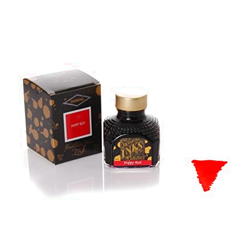 Diamine Fountain Pen Ink, 80 ml Bottle, Poppy Red