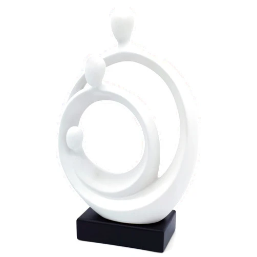 Vaudagio Stylish Sculpture Family Happiness – Timeless holy Family Sculpture Home Decor 14in – Abstract Decorative Statue for Living Room in White & Black - Modern Ceramic Figure Well Suited as Gift