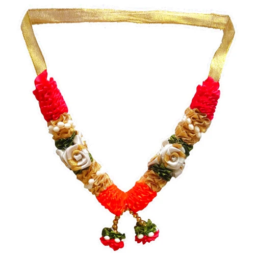 Handmade Indian Garland Haar Mala for Idol of 6 to 8 Inches Frame Orange Orange Red Haar 3OC26