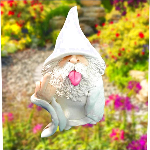 NFSQSR Garden Decoration, Smoking Wizard Big Tongue Gnome Statue, Naughty Garden Gnome for Lawn Ornaments Indoor / Outdoor / Yard /Garden Decor (Big Tongue)