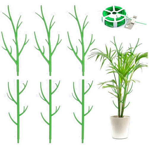 Orgrimmar 6 Pack Monstera Plant Support Stakes Adjustable Length with Green Ties for Indoor Outdoor Climbing Plants
