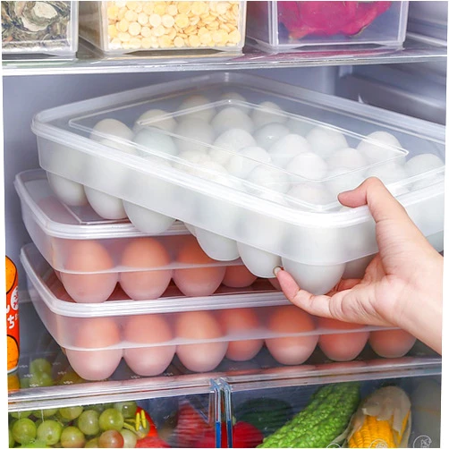 Braceus 34 Eggs Holder Storage Box Picnic Kitchen Refrigerator Fresh-keeping Container Transparent