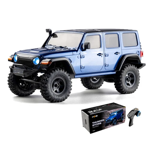 FCXㅤ 1/18 Thunder Storm RC Crawler, 4X4 Off Road RC Rock Crawler,Waterproof All Terrain RC Cars with 2S 380mah Battery, Charger for Adults, RTR (Blue)