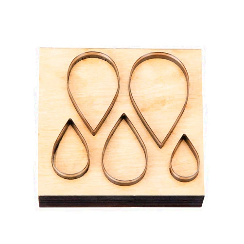 PH PandaHall Scrapbook Embossing Wooden Die, 5 Sizes Drop Shape Cutting Die for Earring Jewelry DIY Leather Crafts Making