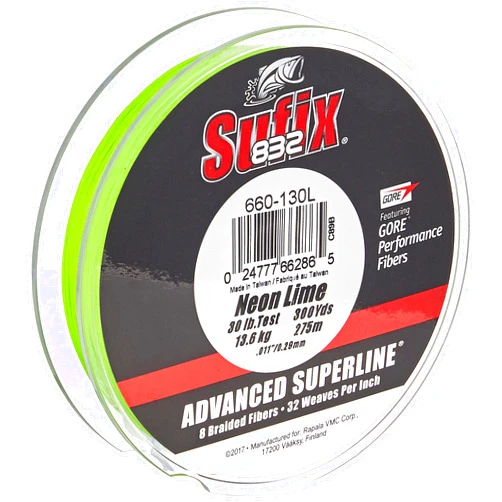 Sufix 832 Braid 30 lb Neon Lime 300 yards