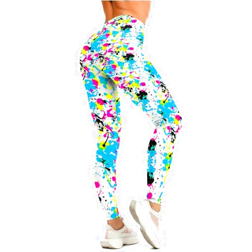 Tincall Women's 80s Leggings Artistic Splash Printed Buttery Soft Stretchy Pants High Waisted Seamless Workout Leggings