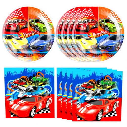 DURYGEN 40 Pieces Cars Birthday Party Decorations Racing Car Party Decorations Hot Car Tableware Set Racing Car Plates Napkins Party Supplies Kit for Kids Boys Racing Birthday Decorations