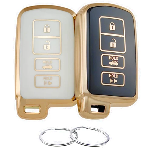 REPROTECTING TPU Key Fob Cover Compatible with 2012-2019 Toyota Avalon Camry Corolla Highlander RAV4 (Black/White)