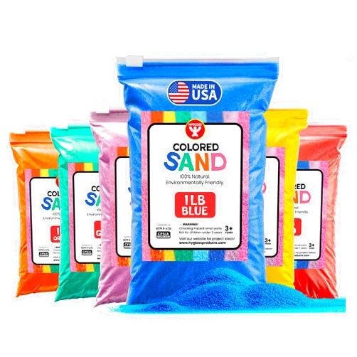 Hygloss Colored Sand for Crafts - 6 Assorted Colors Bags - 1 lb Vibrant Colorful Fine Sensory Play Sand Art Kits for Kids - Classroom Activities for Children 3 4 5 6 7 8 9 10 11 12 - Safe for Ages 3+