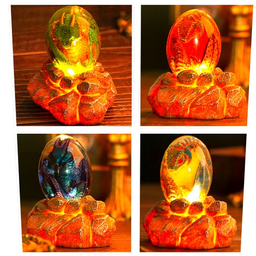 Hopomart New Lava Dragon Egg,Luminous Dream Crystal Transparent Resin Dragon Egg,Hand-Polished and Exquisite Resin Tabletop Crafts Exquisite Unique Gift (4PCS-B(Luminous))