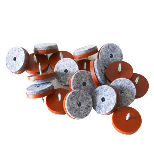 Gutapo 1-1/2 Inch Screw-in Felt Pads - 40pcs Furniture Chair Table Glides Pad Floor Protectors for Wooden Legs Feets, Brown