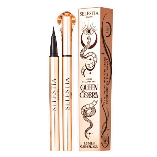 SELESTIA BEAUTY Liquid Eyeliner Pen Queen Cobra - Long-Lasting & Waterproof Eyeliner Pencil - Black Eyeliner Liquid Liner for All Day Wear - 0.016 Fl Oz