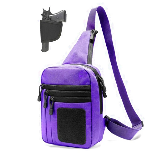 VTACOUTV Concealed Carry Bag for Men, Sling Gun Backpack Chest Daypack EDC Shoulder Bag Crossbody CCW Range Bags of Handgun (Right Purple)