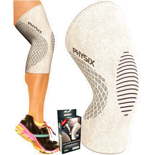Physix Gear Sport Physix Gear Knee Compression Sleeve for Men & Women - Best Compression Knee Brace for Walking, Running, Gym, Basketball, Weightlifting,Workout, Sports - Knee sleeves Support Compression & Stability